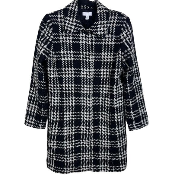 Women's Charter Club Black and White Tweed Button Up Coat Size 10 - Picture 1 of 4